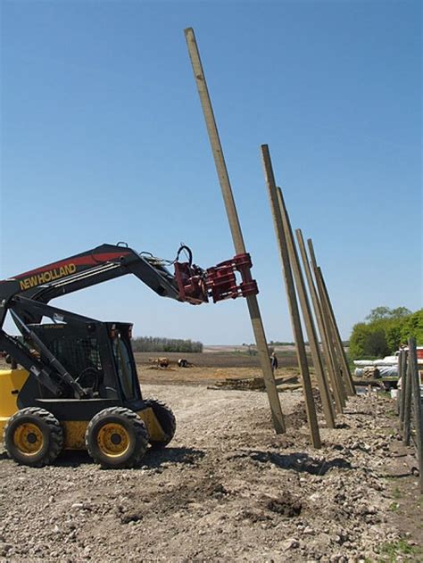 set pole with mini excavator|backhoe pole setter.